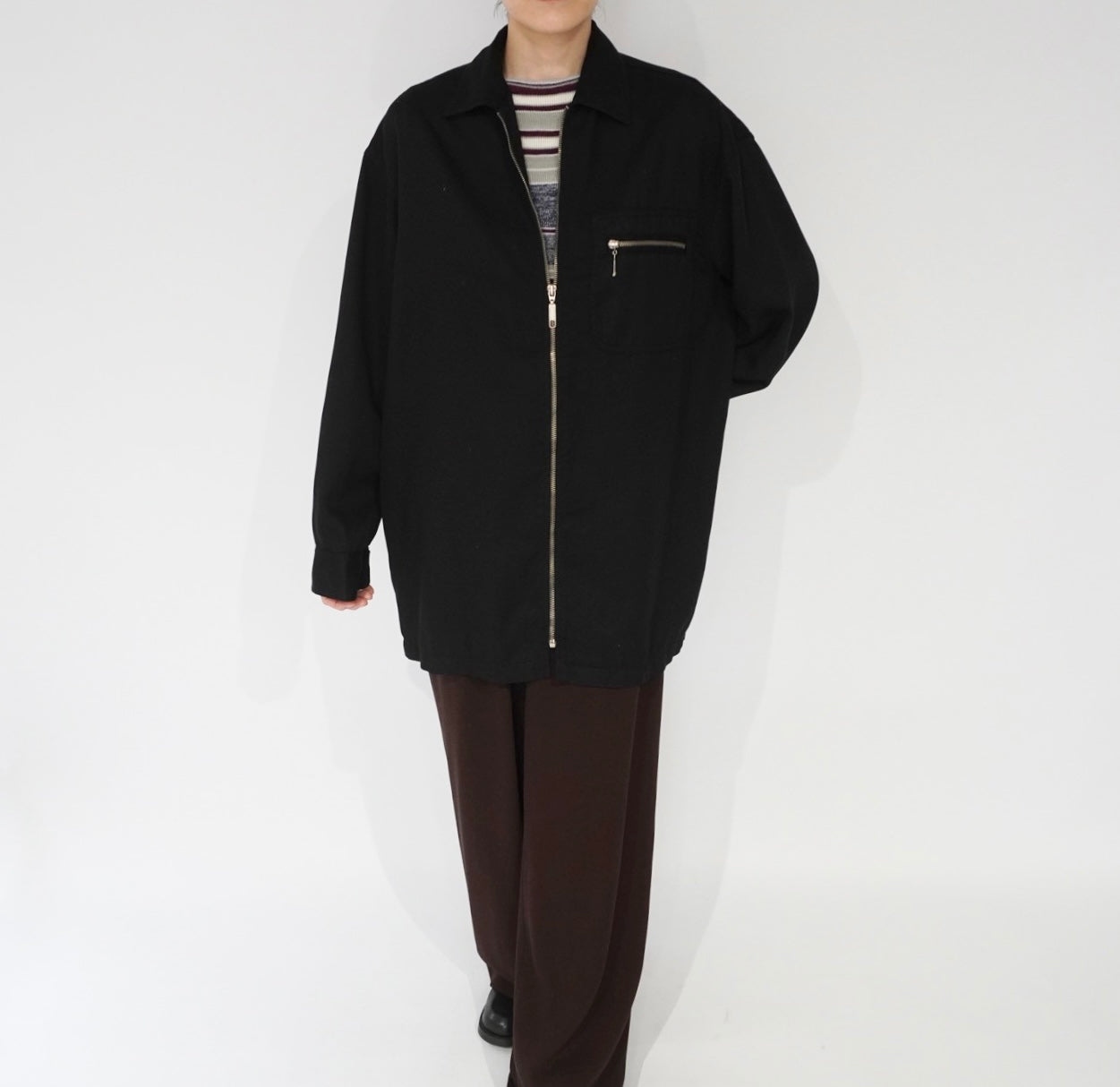90s Rayon Zip Shirt Jacket