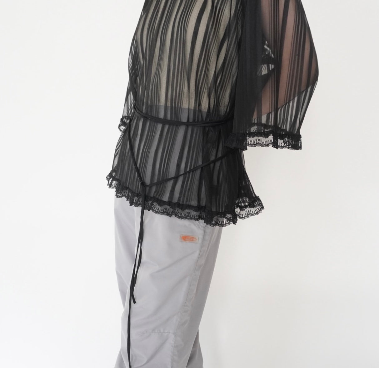 90s Sheer Lace Design Blouse