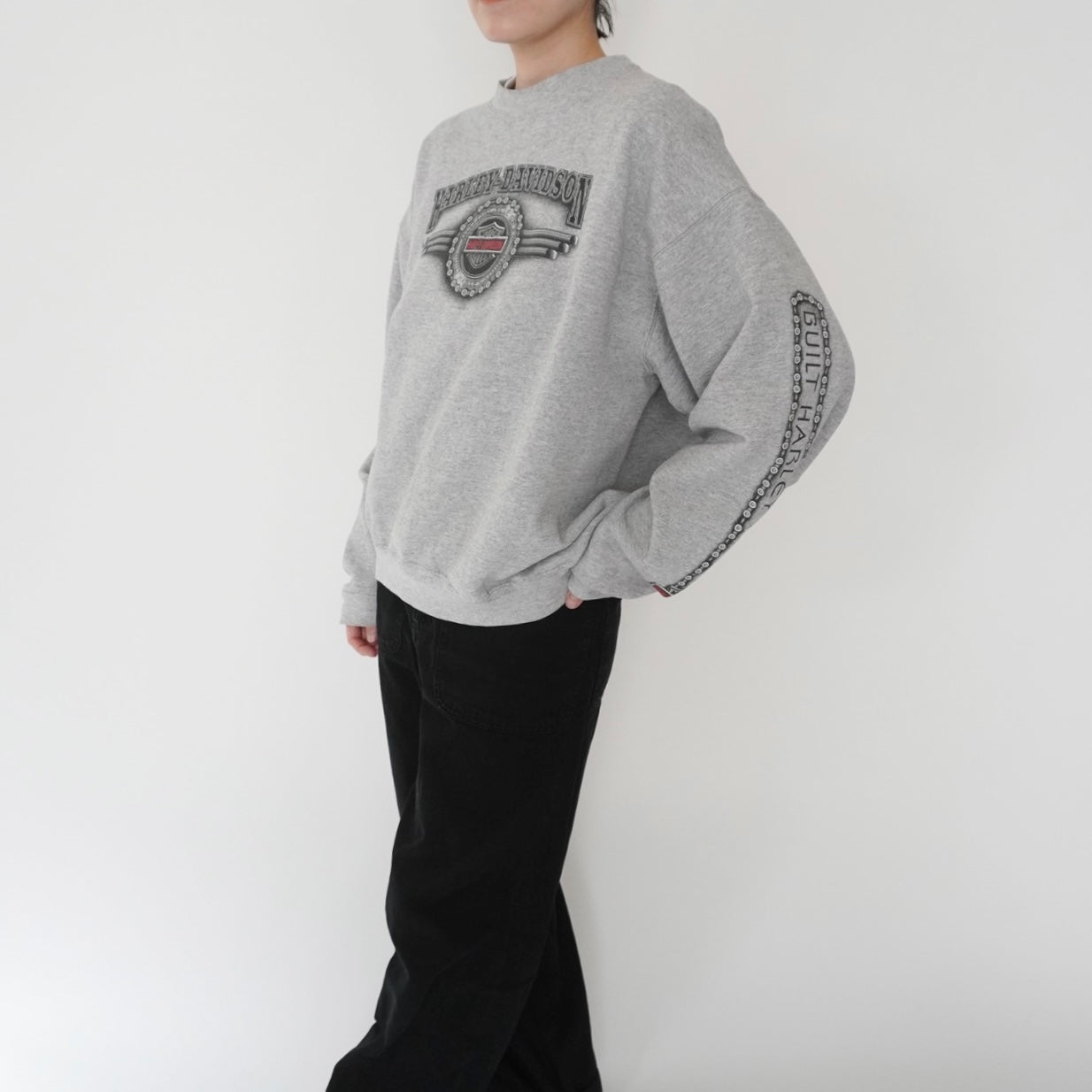 01s ”Harley-Davidson” Printed Sweater Made in USA