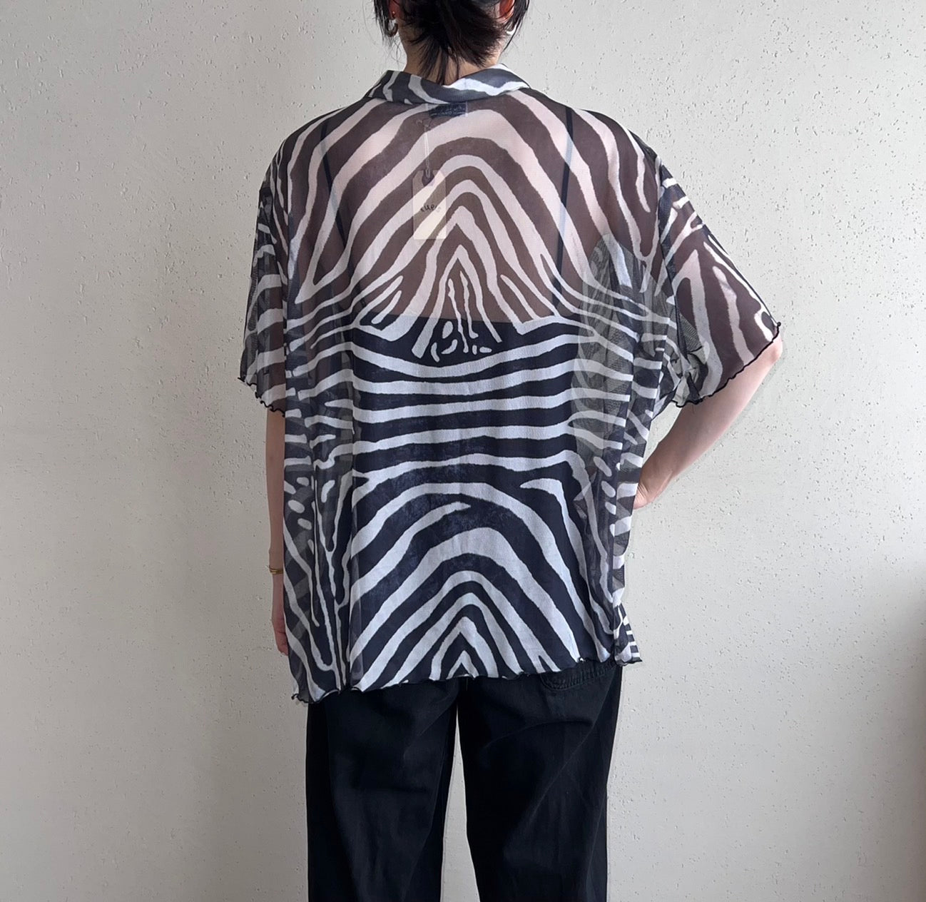 90s Sheer Pattern Printed Shirt