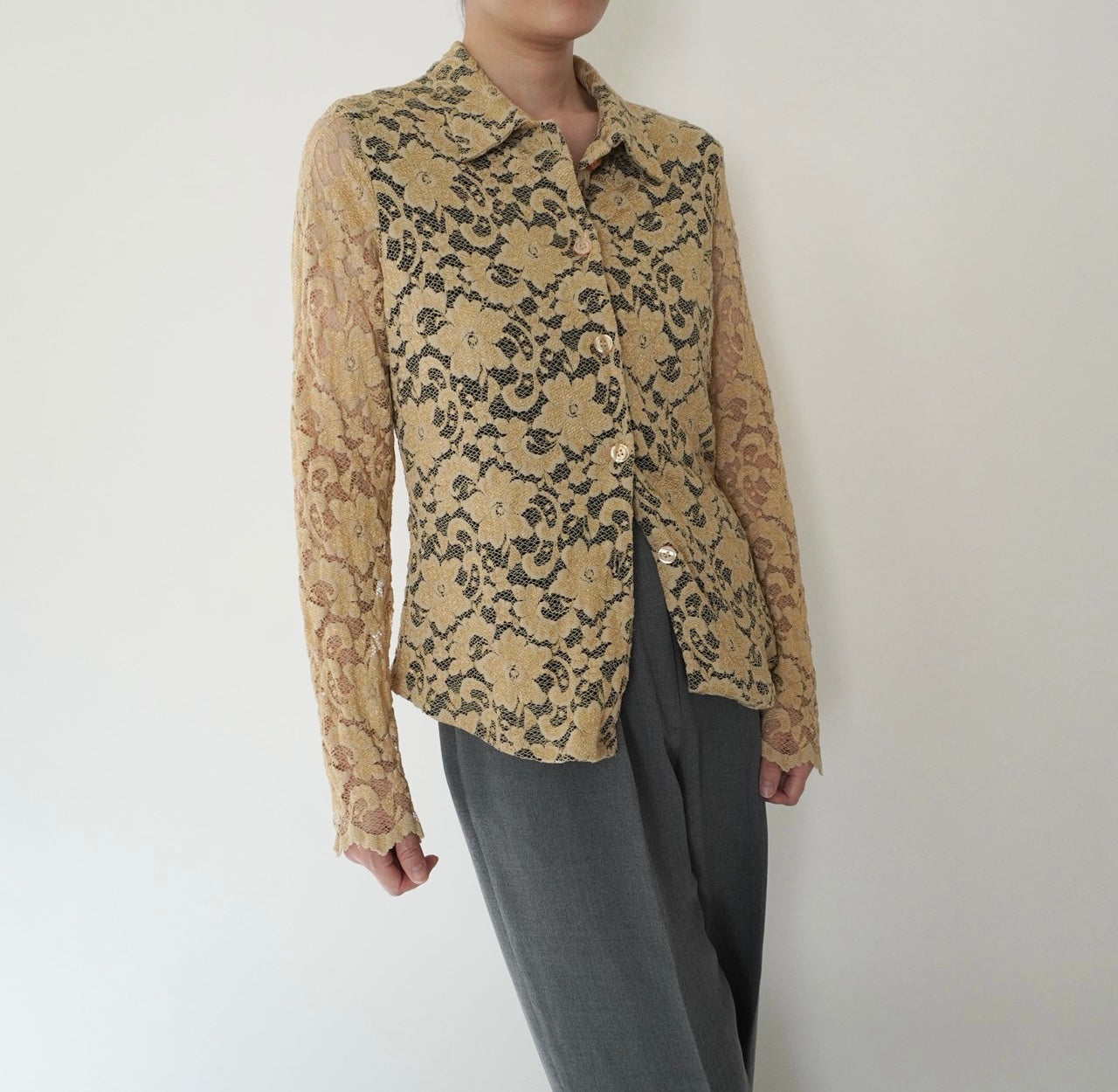 90s Lace Design Shirt Made in USA