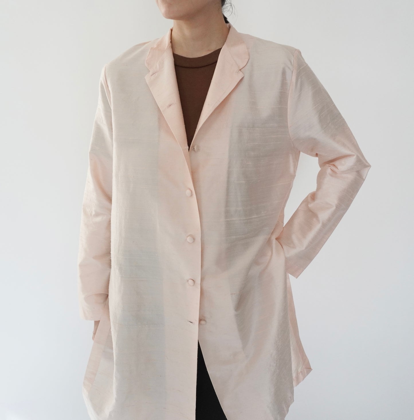 90s Raw Silk Shirt Jacket Made in USA