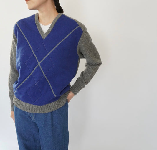 80s "PLAY BOY" Argyle Design Knit