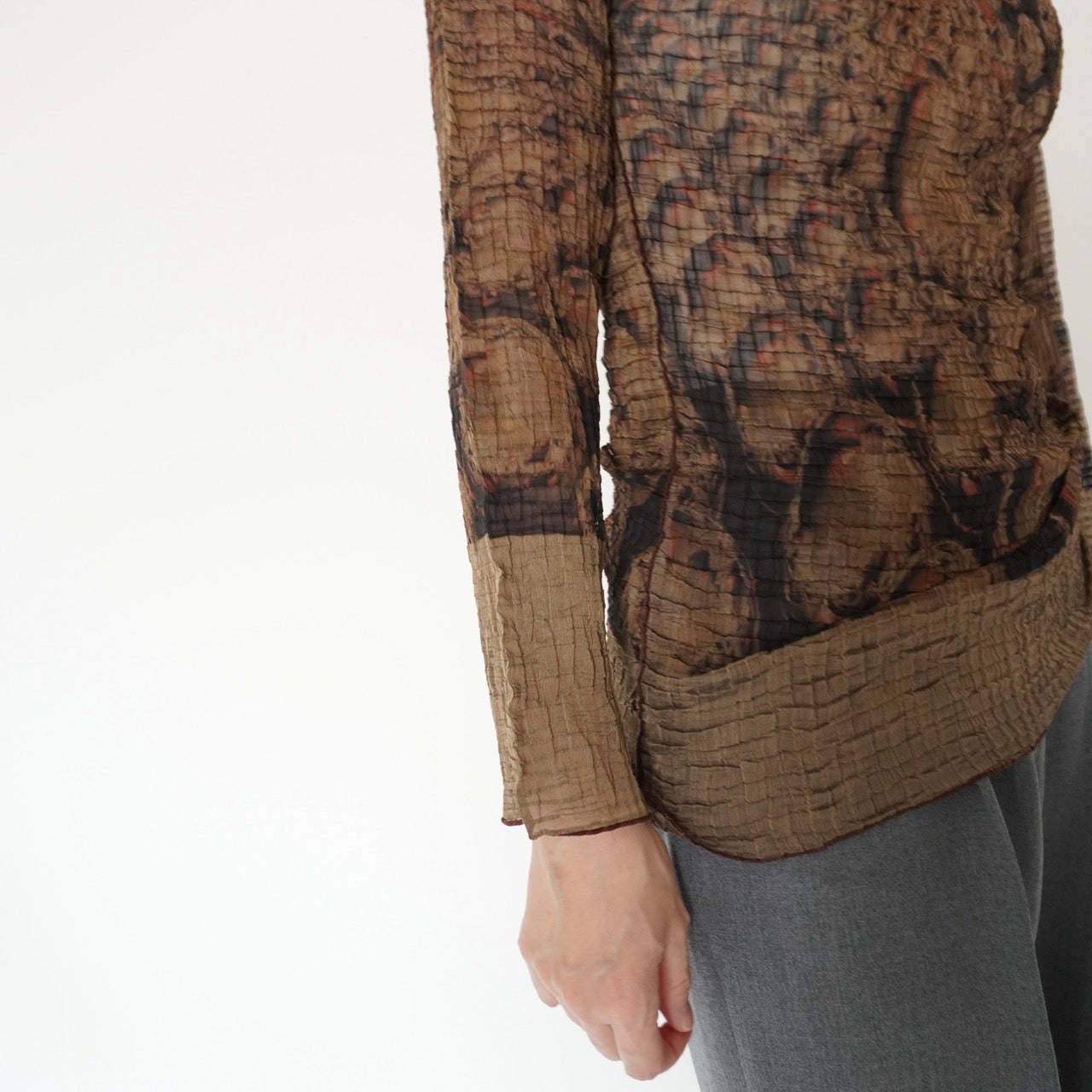 90s Pattern Sheer Top Made in USA