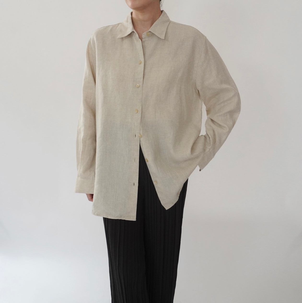 90s Beige Linen Shirt