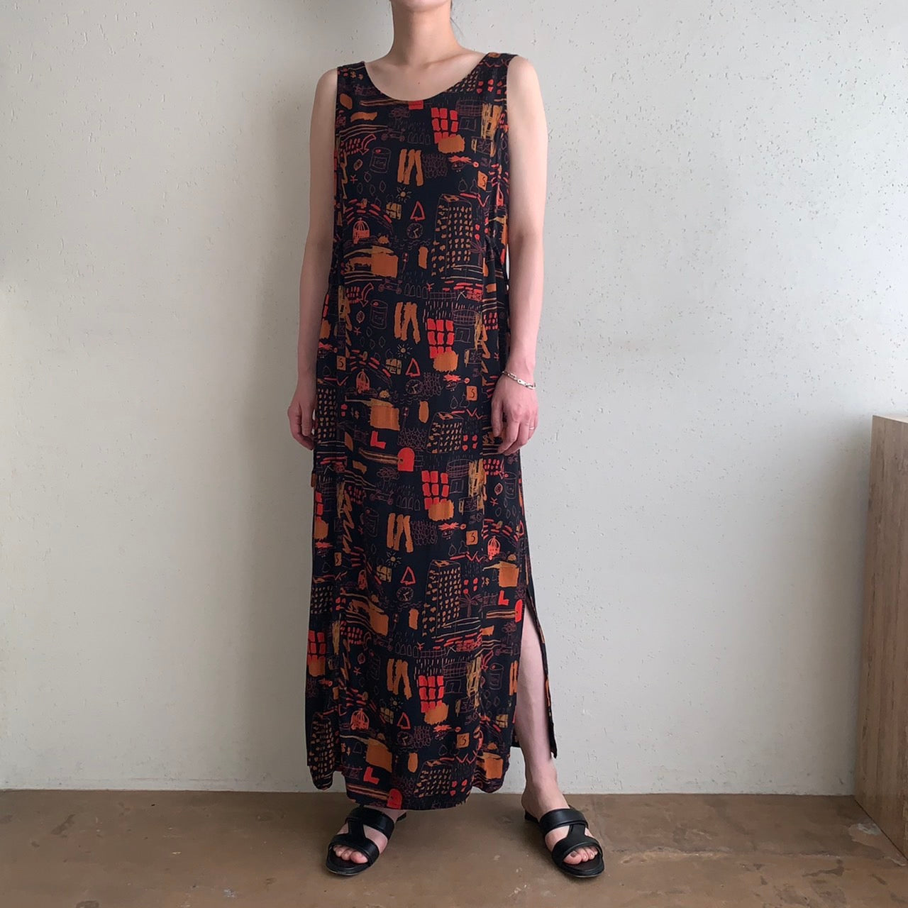 90s Printed Rayon Dress