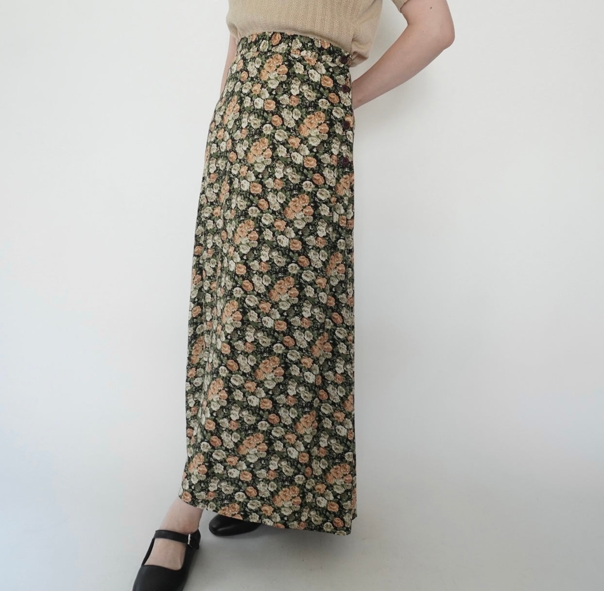 80s Floral Print Skirt Made in USA