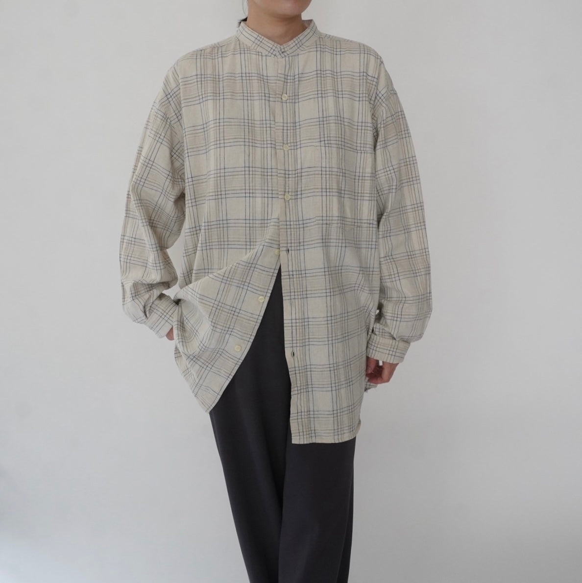 90s Linen Plaid Shirt
