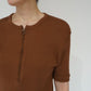 90s Zip Ribbed Top Made in USA