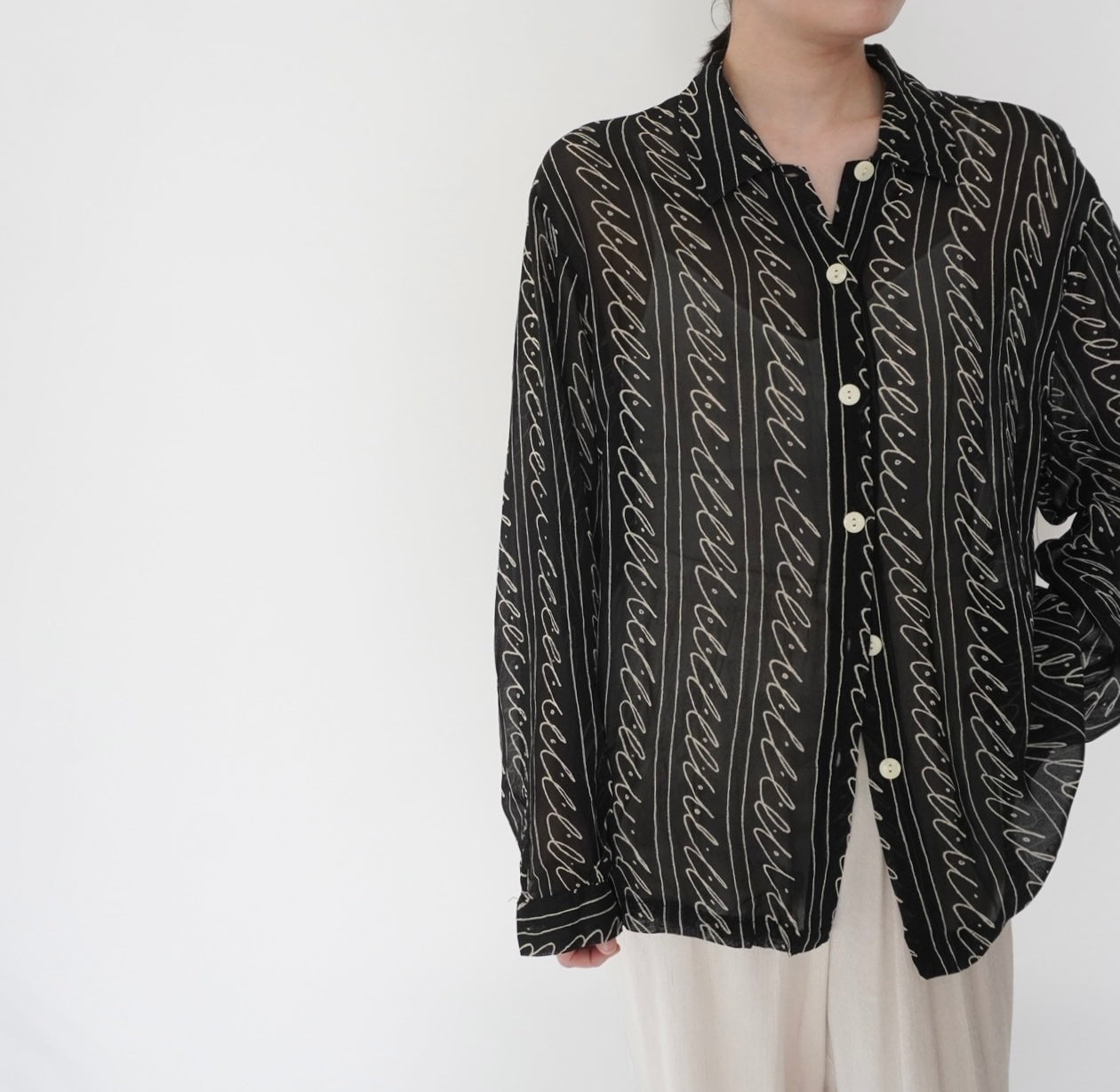 90s EURO Sheer Pattern Shirt