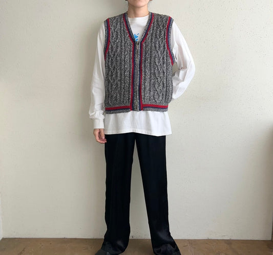 90s Zipped Cotton Knit Vest