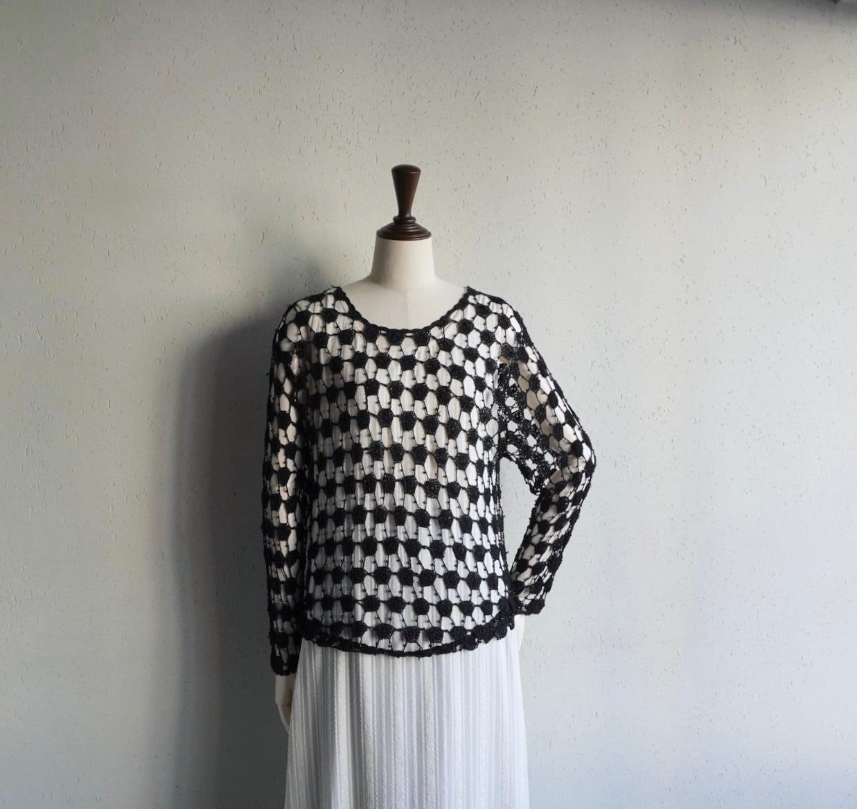 80s Black Crochet Top