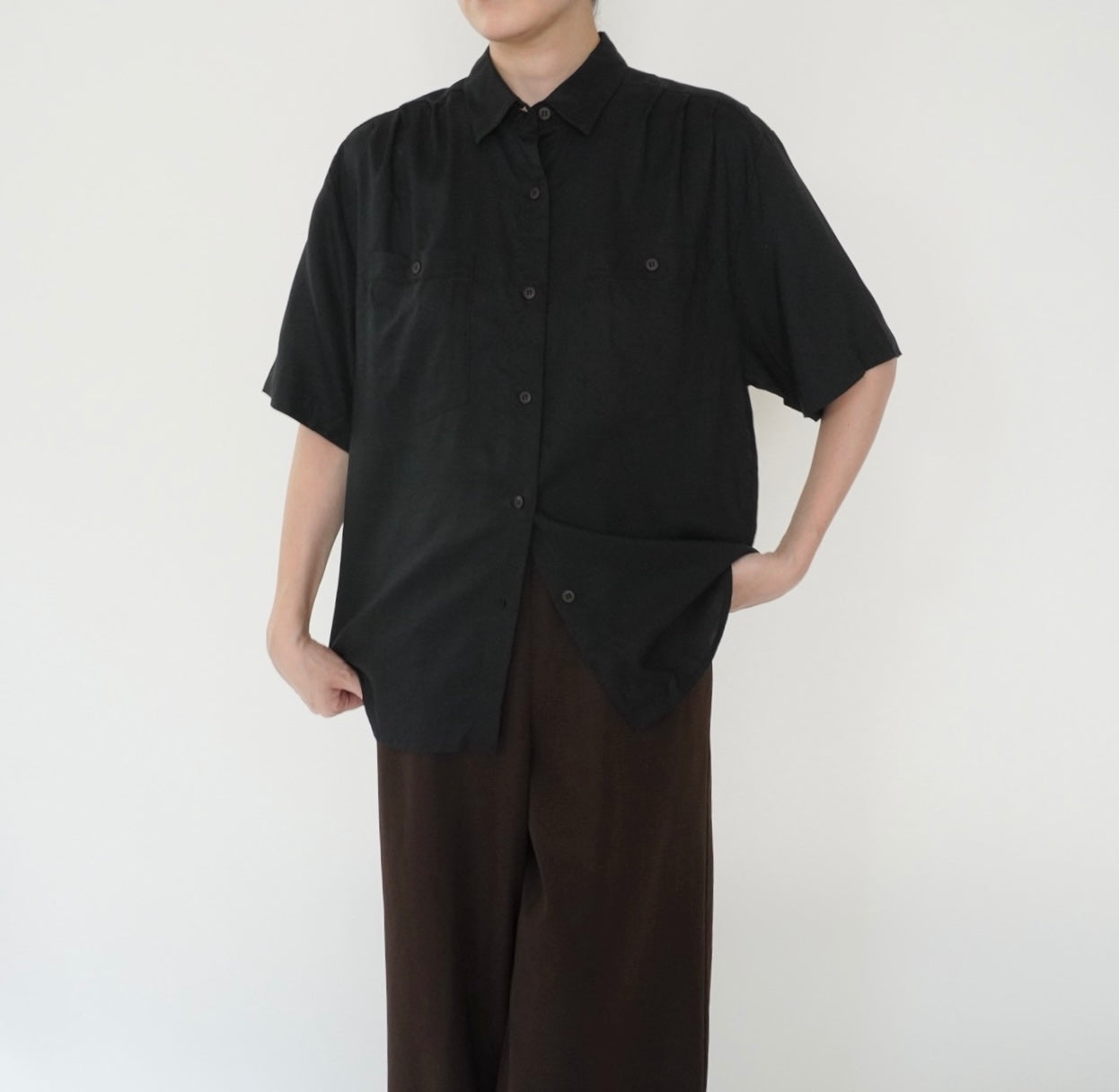 90s Black Rayon Shirt