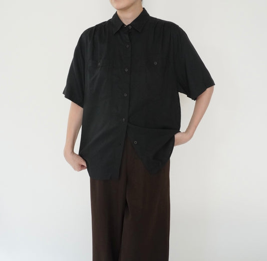 90s Black Rayon Shirt