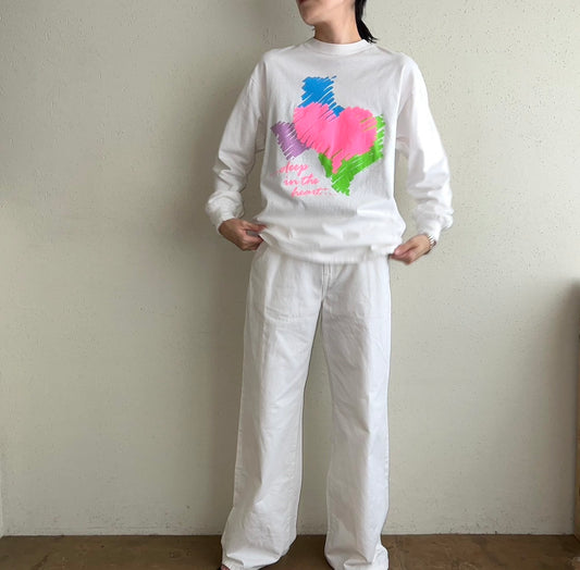 80s  Printed Long Sleeves T-shirt Made in USA