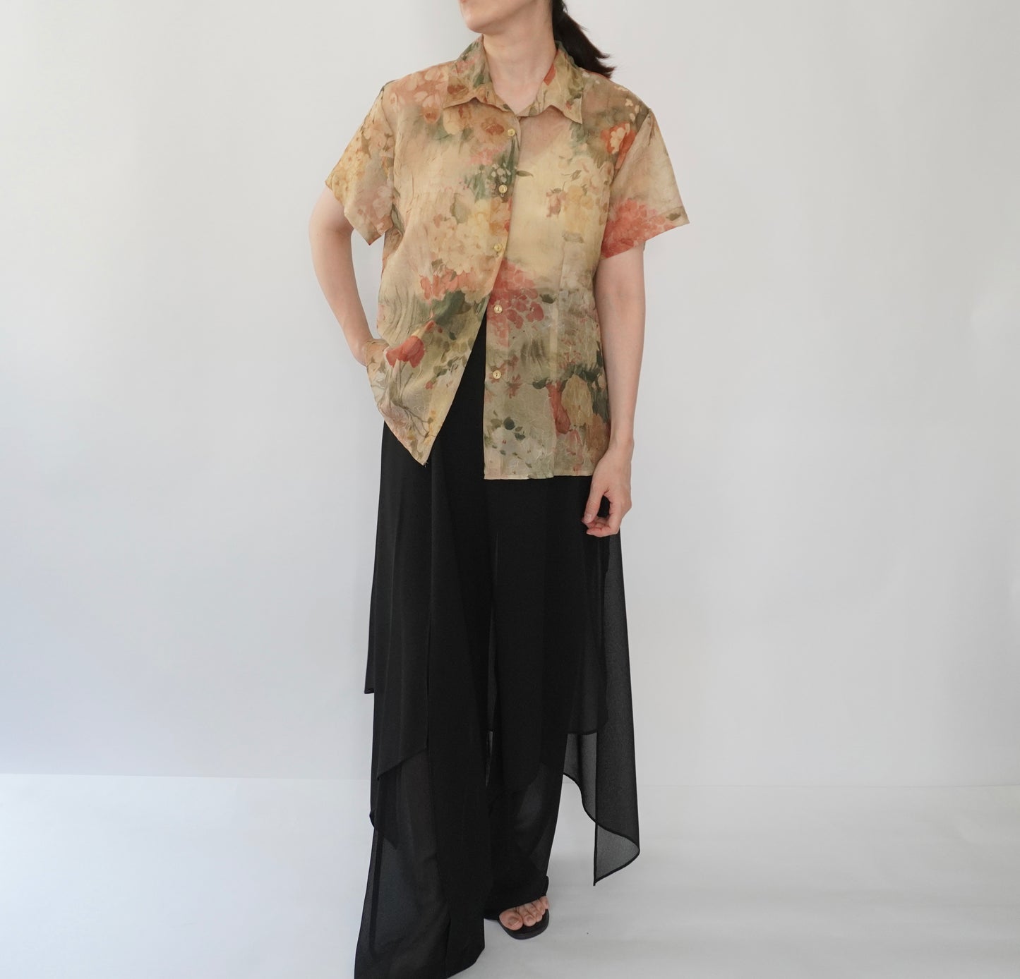 80s Printed Sheer Shirt Made in USA