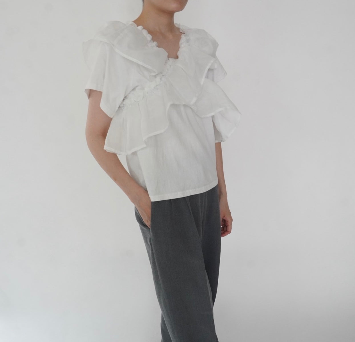 White Ruffle Top
