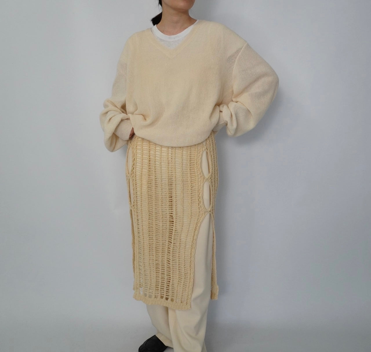 90s V neck Alpaca Knit