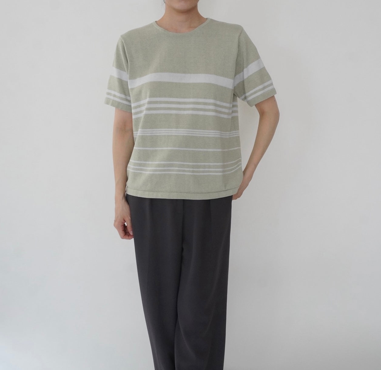 90s Green Striped Top