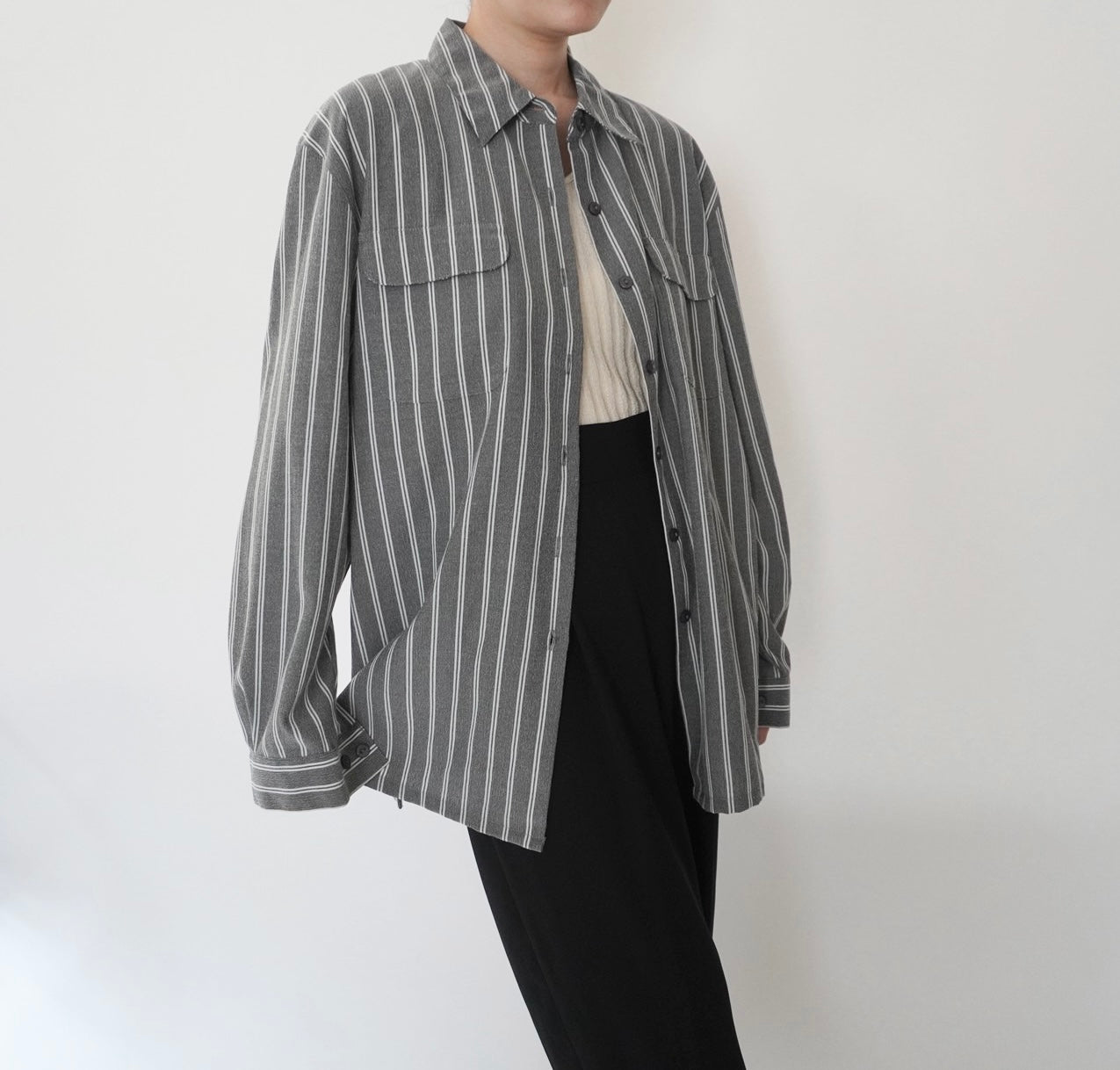90s Gray Striped Shirt