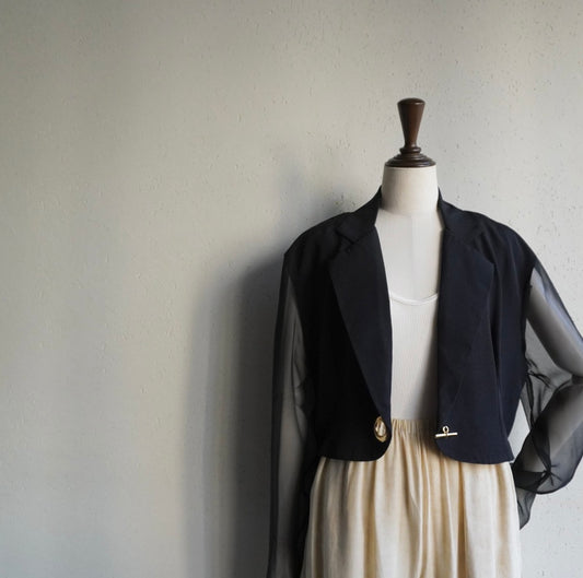 90s Sheer Sleeves Jacket,Blouse Made in USA