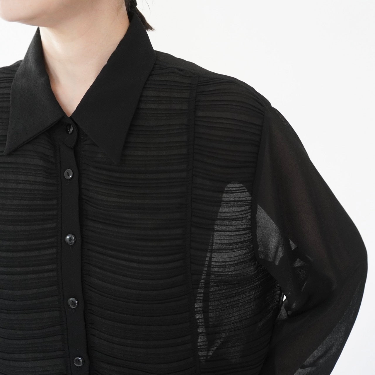 90s Sheer Pleats  Shirt