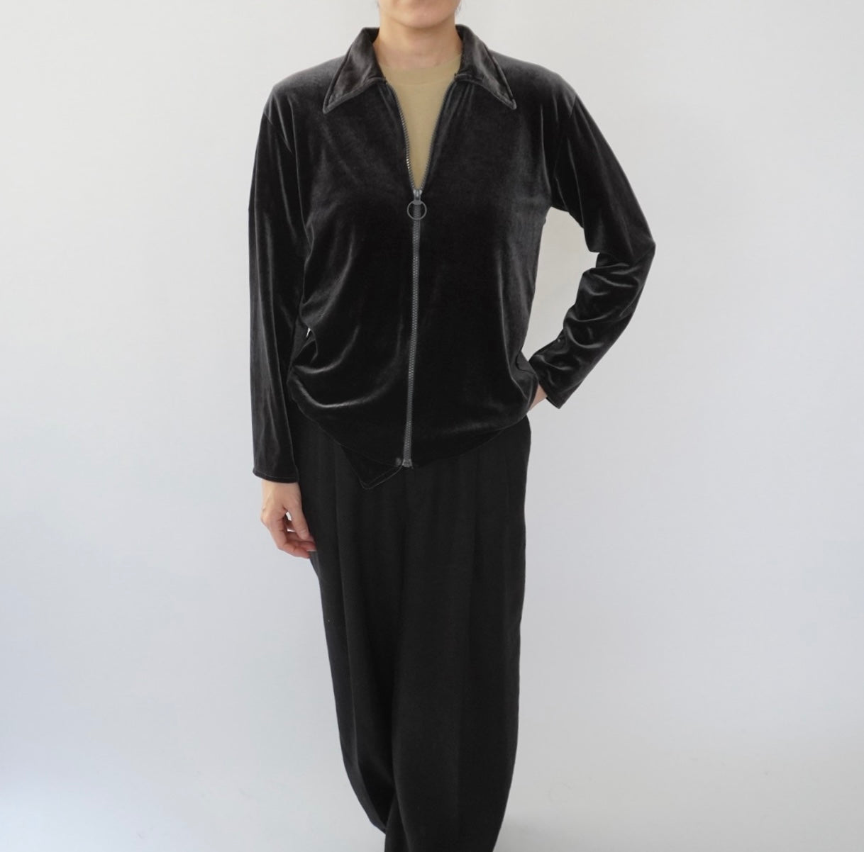 70s Zipped Velour Top