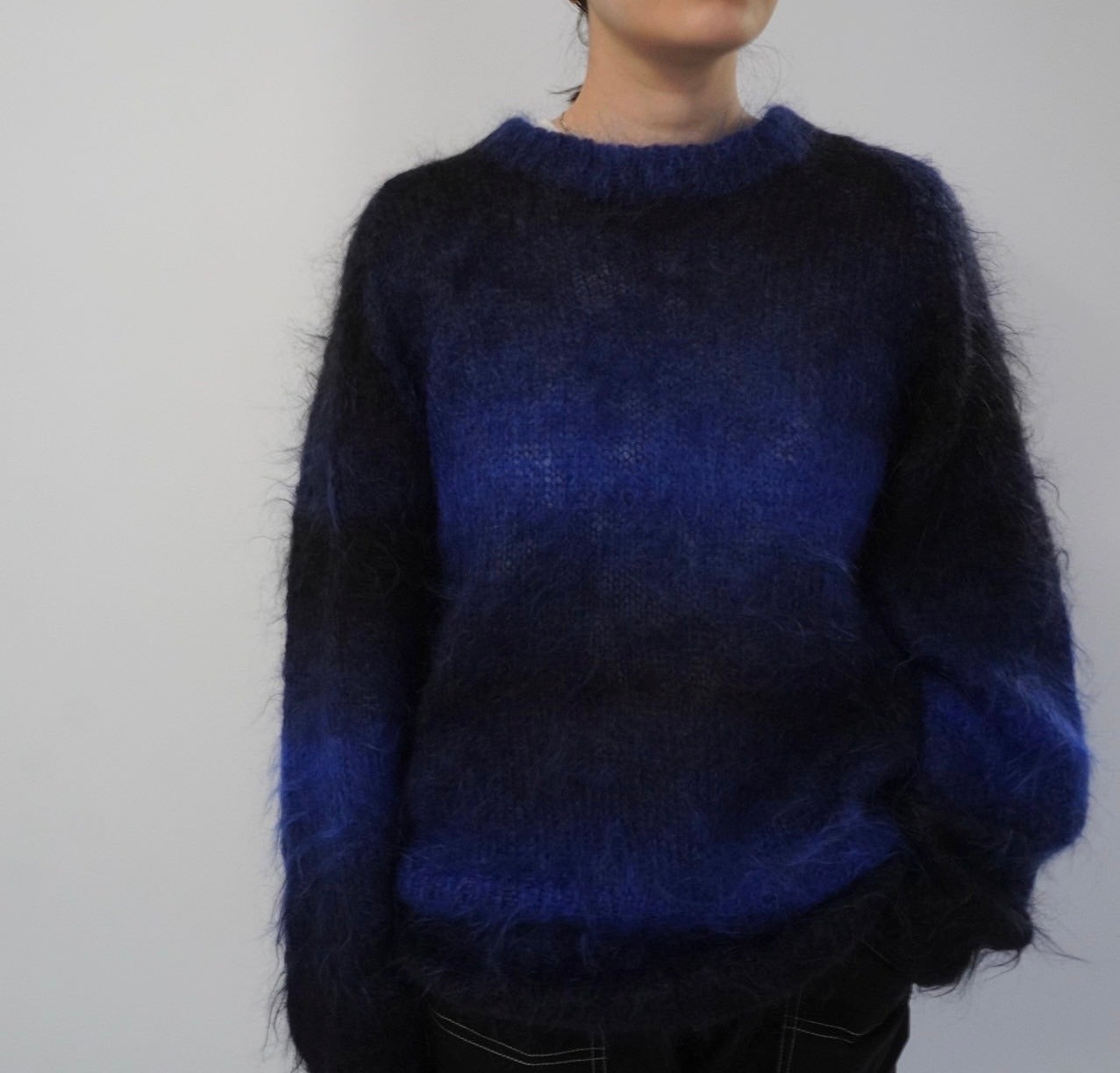 90s Black x Blue Mohair Knit