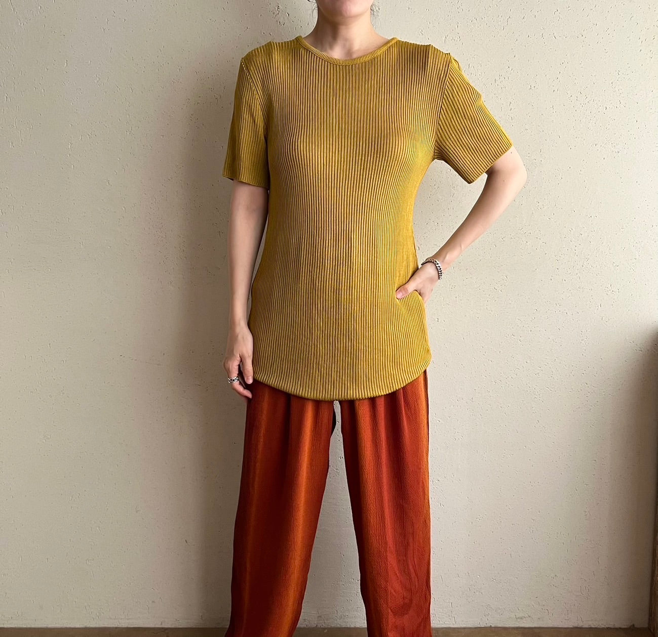 90s Ribbed Long Top Made in USA