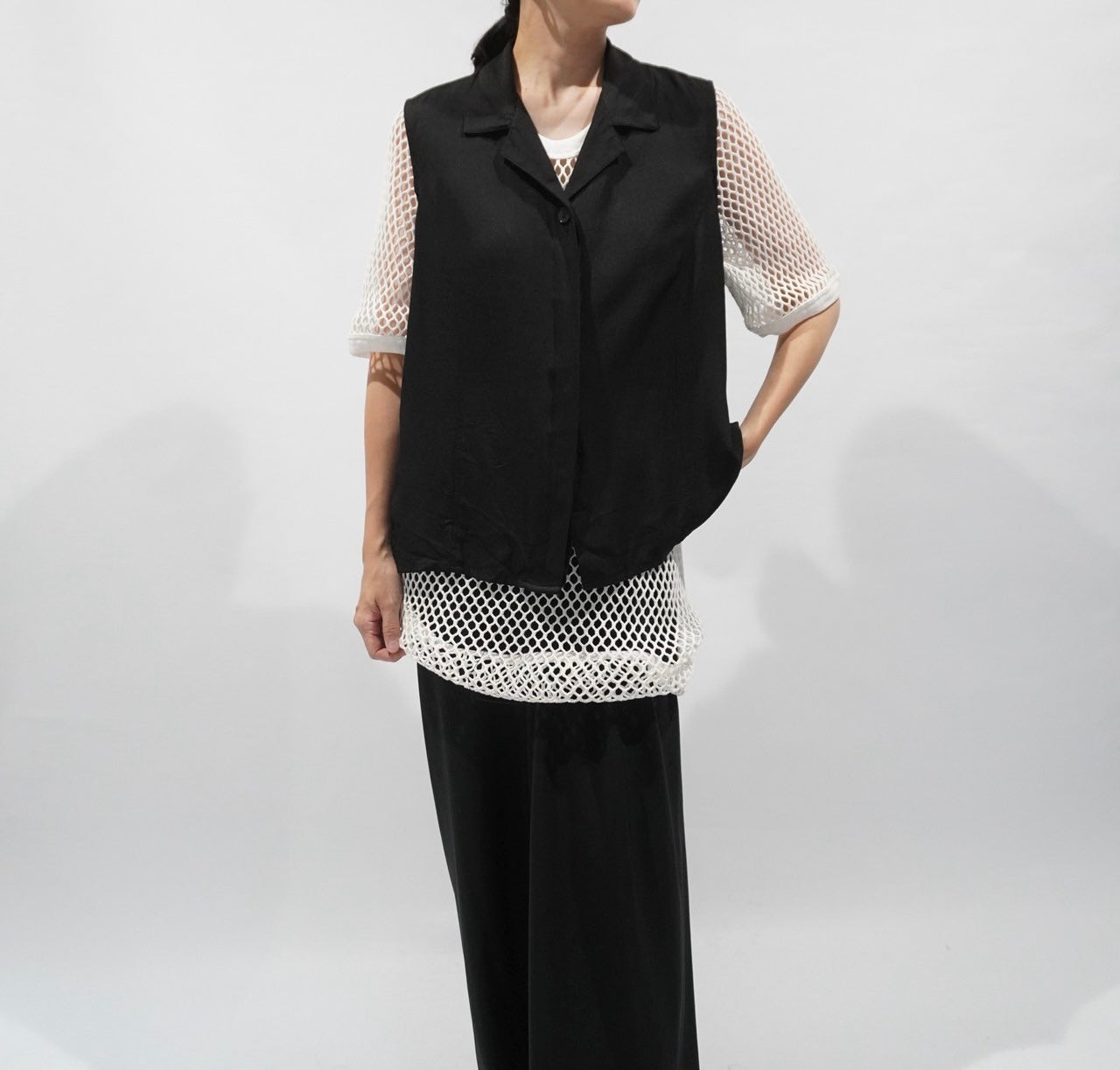 90s Black Vest,Blouse