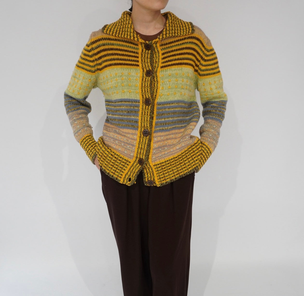 90s "BENETTON" Multi Striped Cardigan Made in Italy