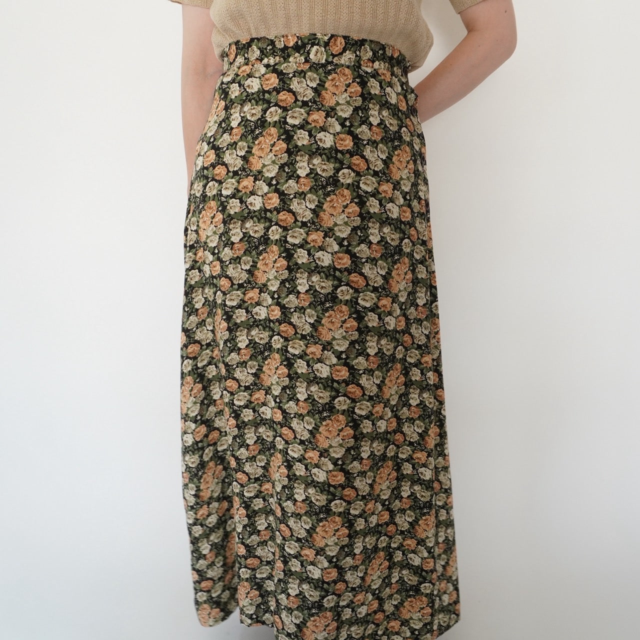 80s Floral Print Skirt Made in USA