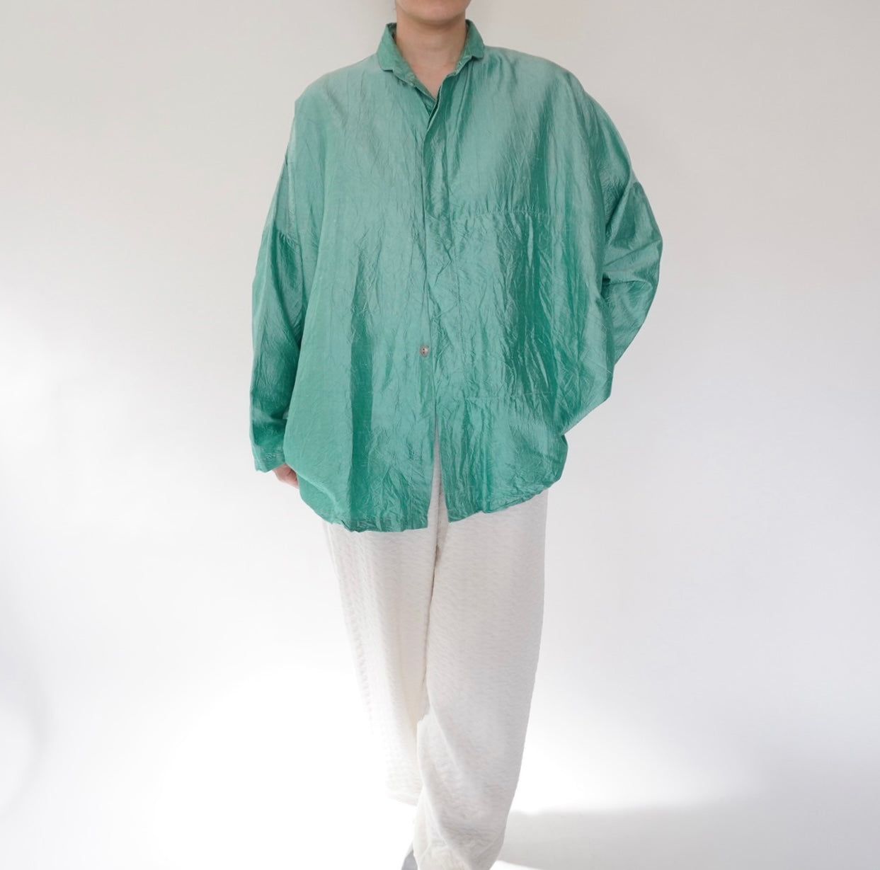 90s Raw Silk Boxy Blouse