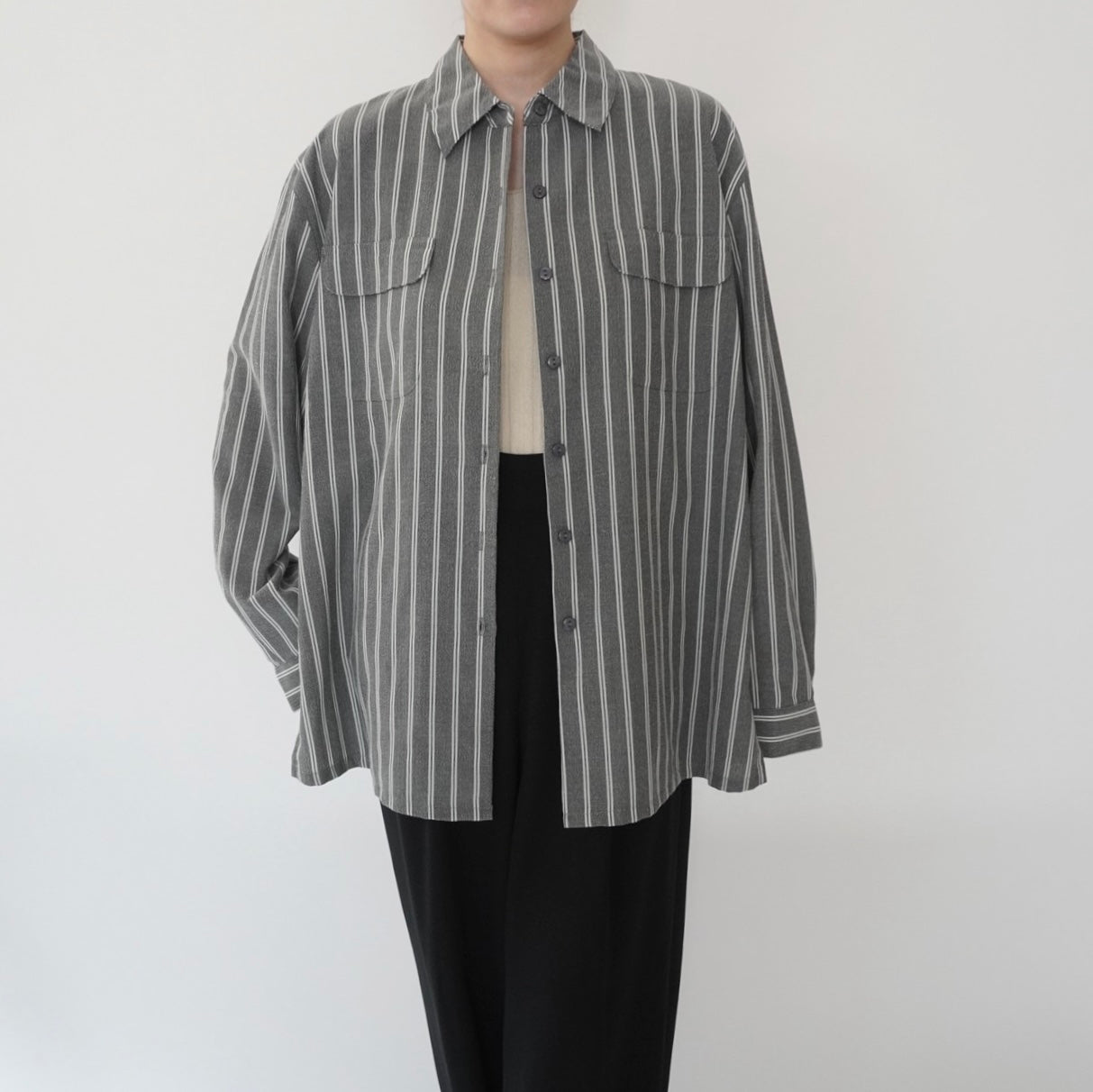 90s Gray Striped Shirt