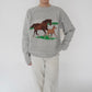 80s Horse Printed Sweater Made in USA