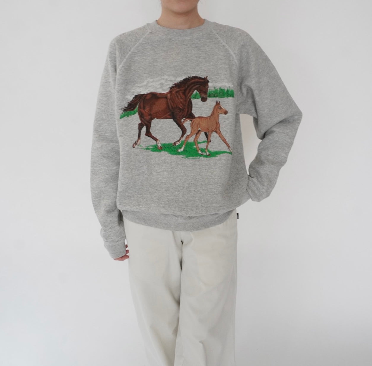 80s Horse Printed Sweater Made in USA
