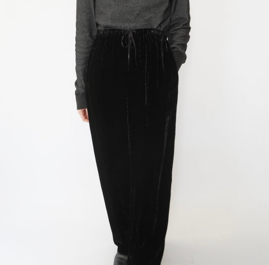 90s Black Velour Wide Pants