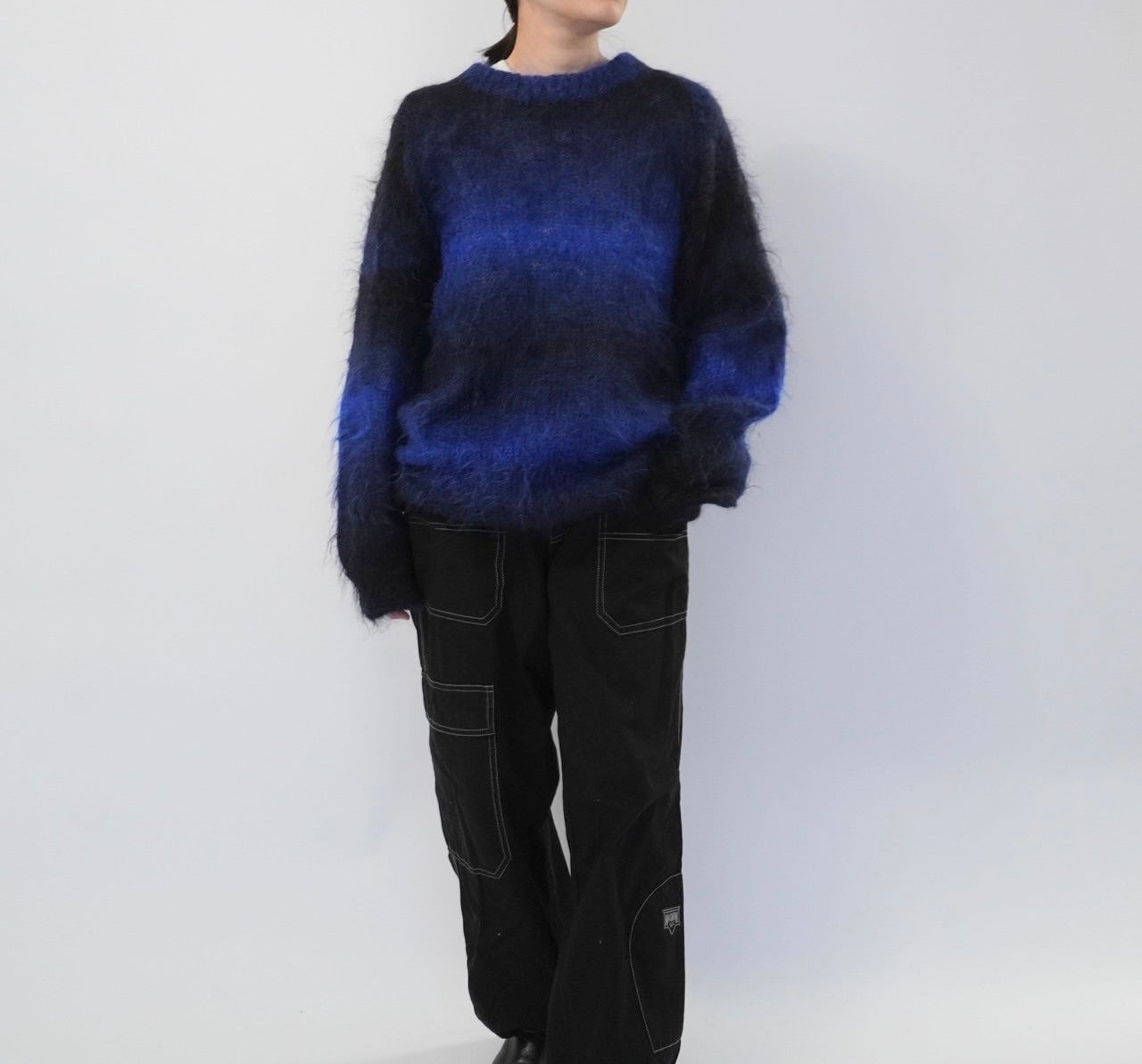 90s Black x Blue Mohair Knit