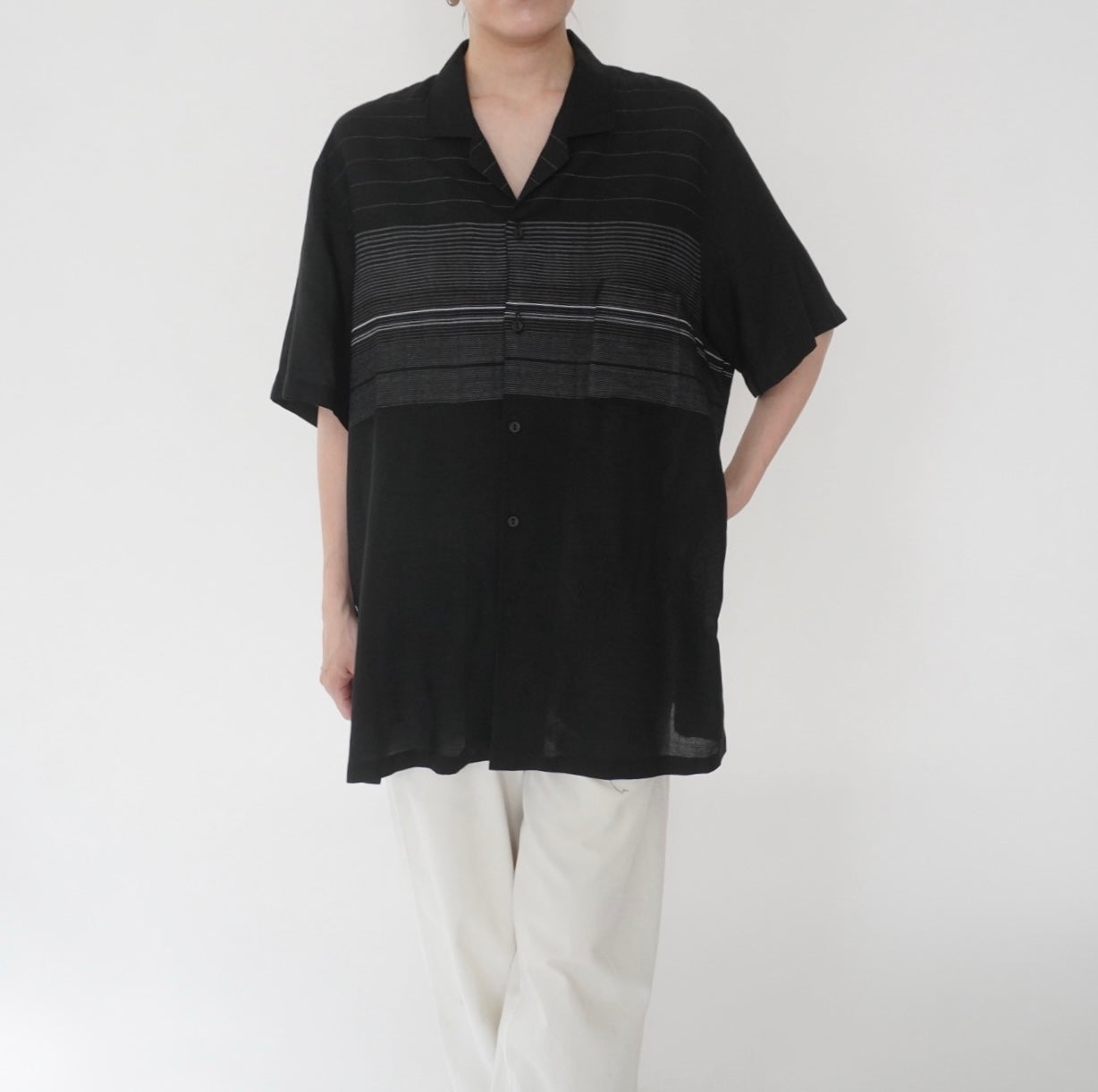 80s Striped Design Shirt Made in USA
