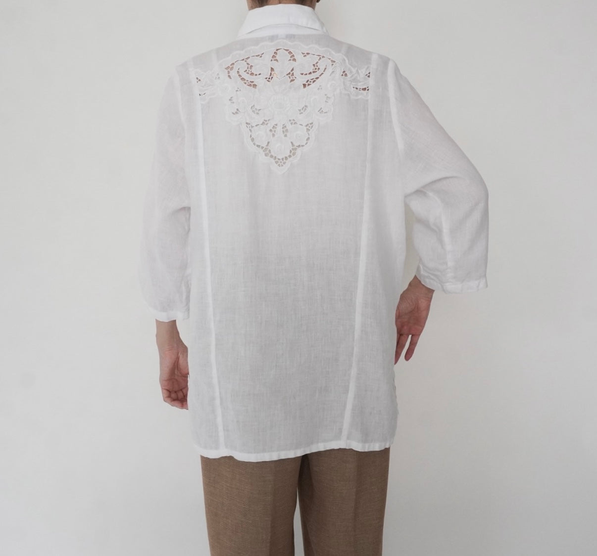 90s Linen Lace Shirt Made in Italy