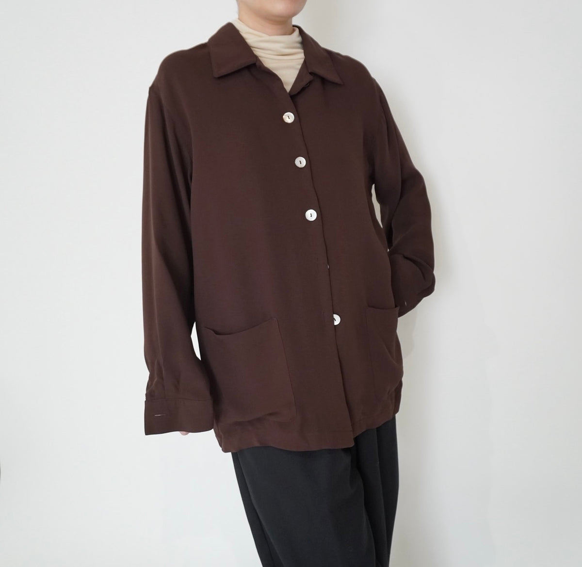 90s Brown Silk Shirt