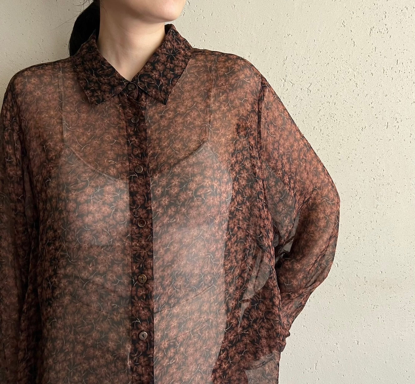 90s Silk Printed Long Shirt