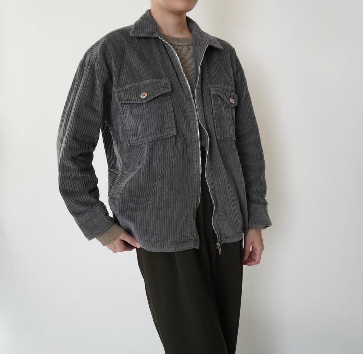 90s Gray Corduroy Light Jacket