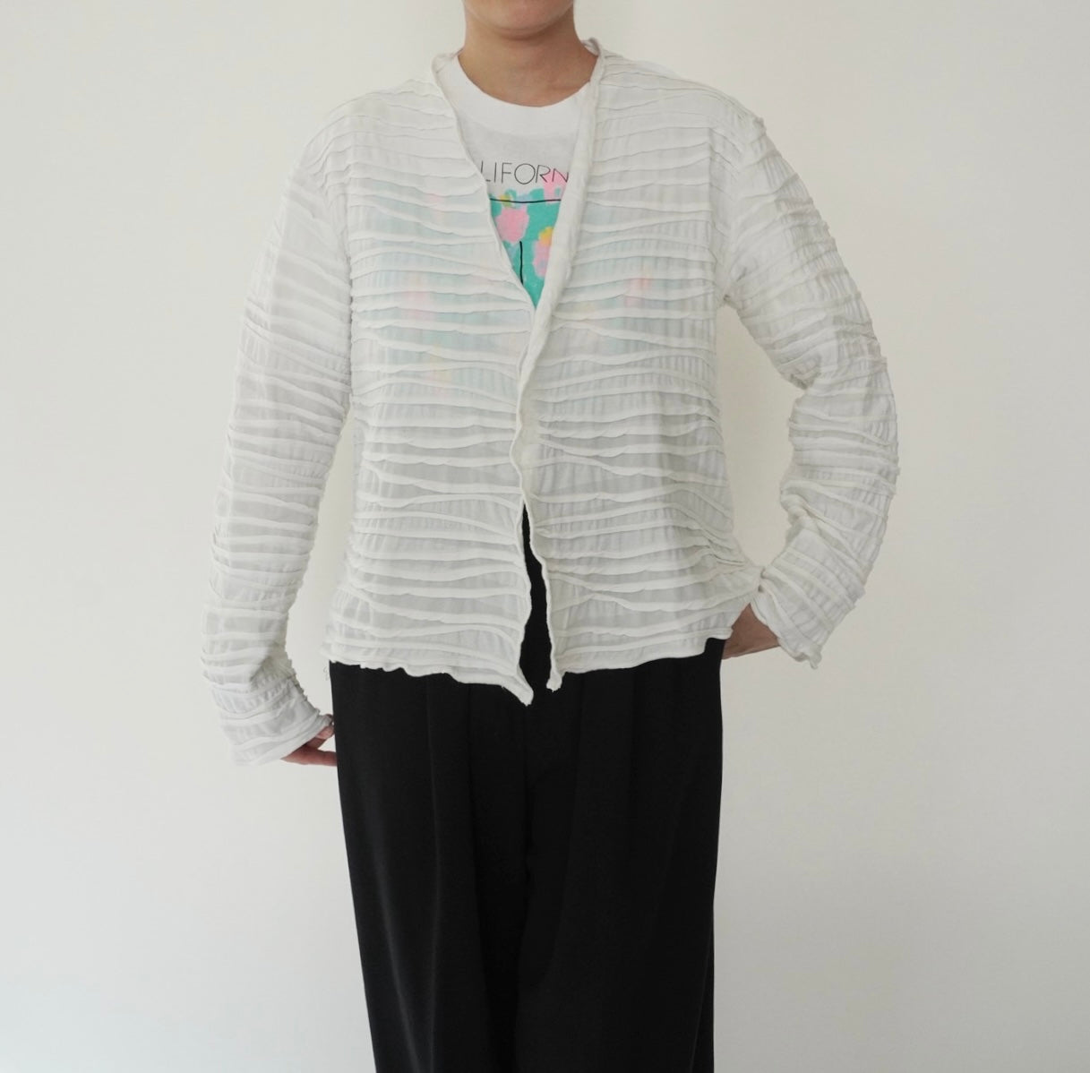 90s Pleated Cardigan Made in USA