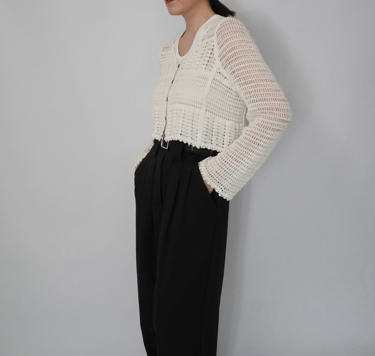 90s White Crochet Cardigan
