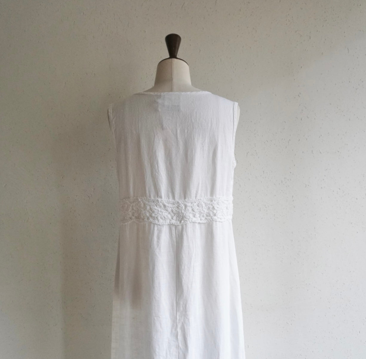 90s Linen×Crochet Maxi Dress Made in USA