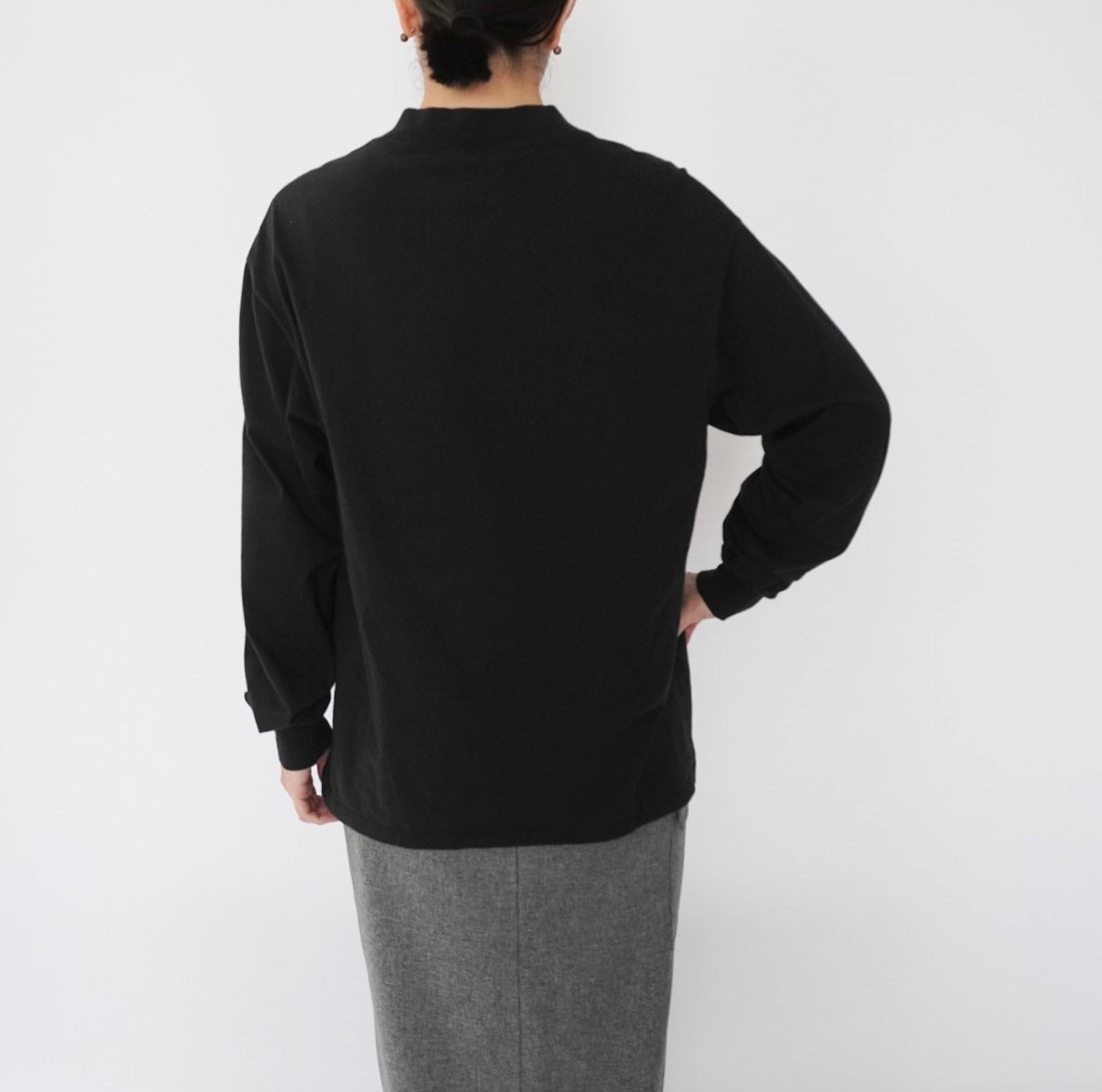 90s Mock Neck Long Sleeves T-shirt  Made in USA