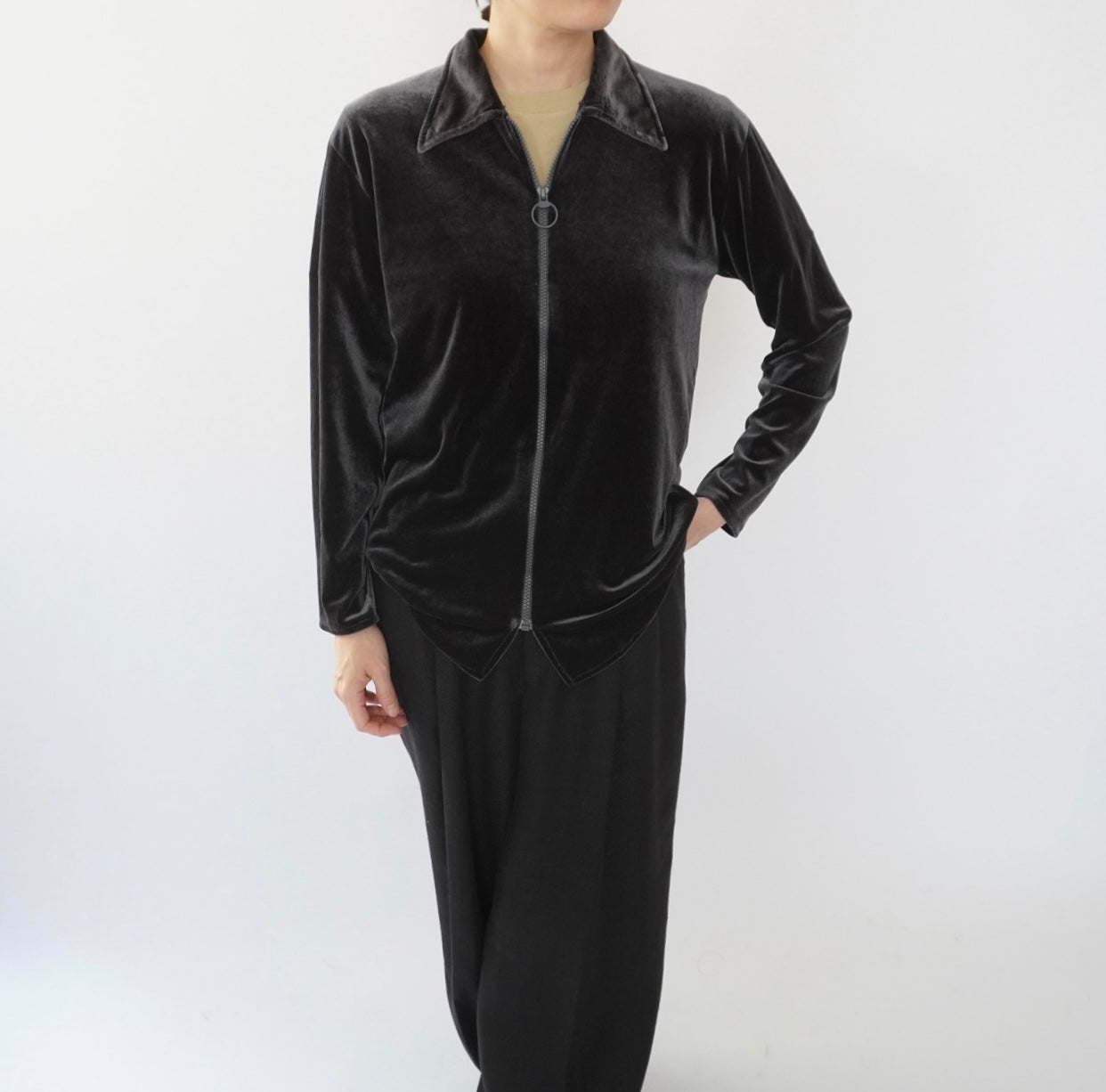 70s Zipped Velour Top