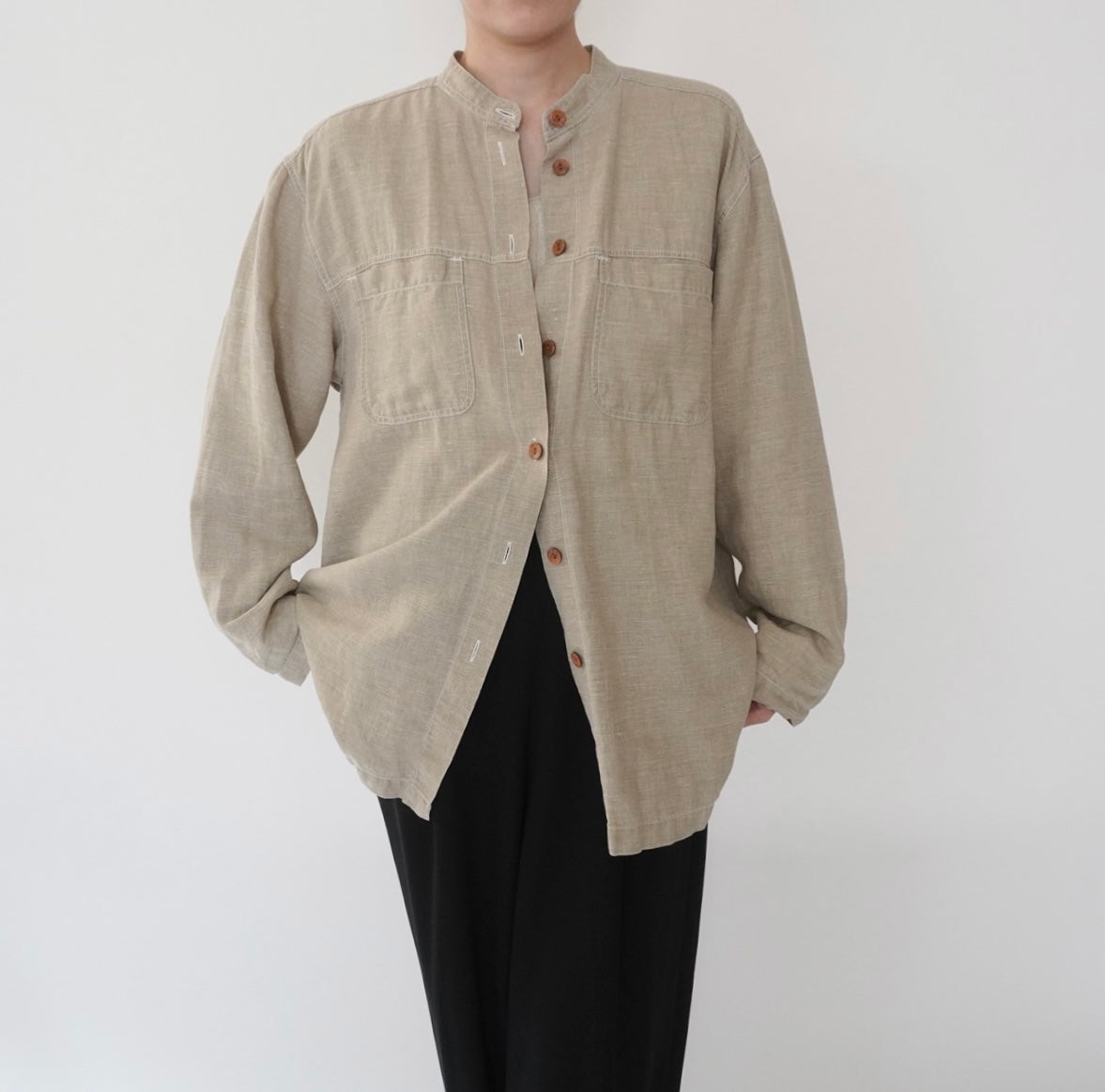90s Linen x Cotton Design Shirt