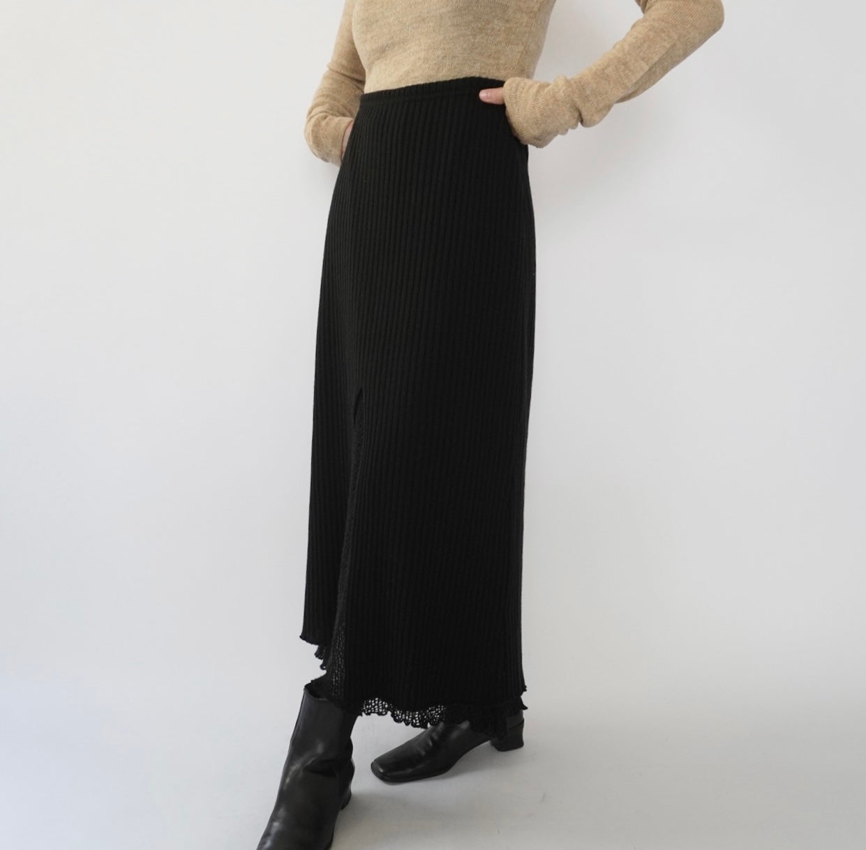90s Design Ribbed Skirt Made in Italy